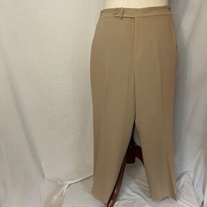 Plus Size Vintage Tan Light Wool Wide Leg Dress Pants Lauren by Ralph Lauren 16W